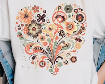 Abstract Flower PNG, Wildflower png, Retro Flower png, Boho Flower svg, Floral png, Heart Flower png, Groovy Flower png, Spring png