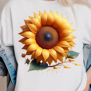 Sunflower PNG Sublimation Design, Trendy Summer Botanical T-Shirt Print, Girly Trendy png, Instant Digital Download