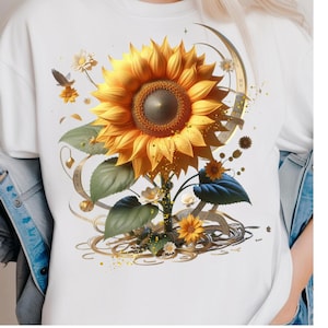 Sunflower Png, Sublimation Design, Summer Flower Png, Botanical Png, Trendy Png, T-Shirt Design, Instant Digital Download Png