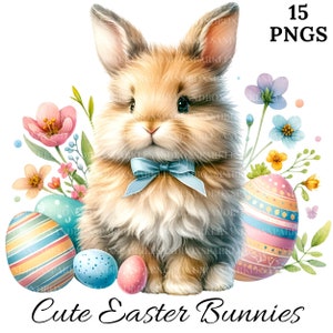 Easter Bunny Clipart - 15 High Quality PNGs, Memory Book, Junk Journals, Scrapbooks, Commercial Use, Sublimation