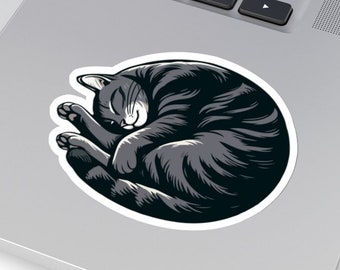 Gray Tabby Cat Vinyl Sticker: Cat Lover Gift