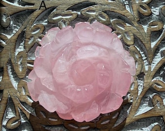 Hand Carved Rose Quartz Flower, Rose Carving, Self Love Healing Crystal, Valentine Gift
