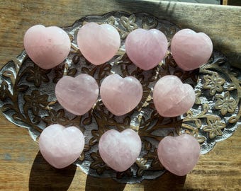 Hand Carved Rose Quartz Heart, Self Love Healing Crystal, Valentine Gift