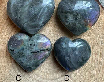 Sunset Labradorite Hearts, Flashy Labradorite