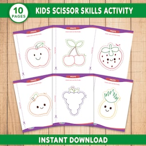 Fruits Cutting Activity, Scissor Skills Practice Worksheet, Fruits Scissor Skills Printable, Cutting Skills Printable, Scissor Practice, PDF