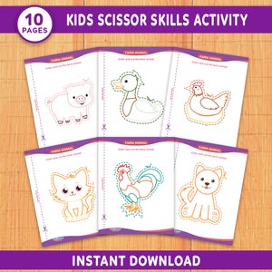 Scissor Skills Cutting Practice Worksheet, Animal Scissor Skills Printable, Scissor Practice, Cutting Skills Printable, Preschool Printable