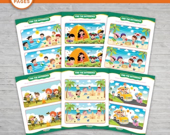 Kids Spot the Difference Printable Activity, Puzzle Games (Digital Download)