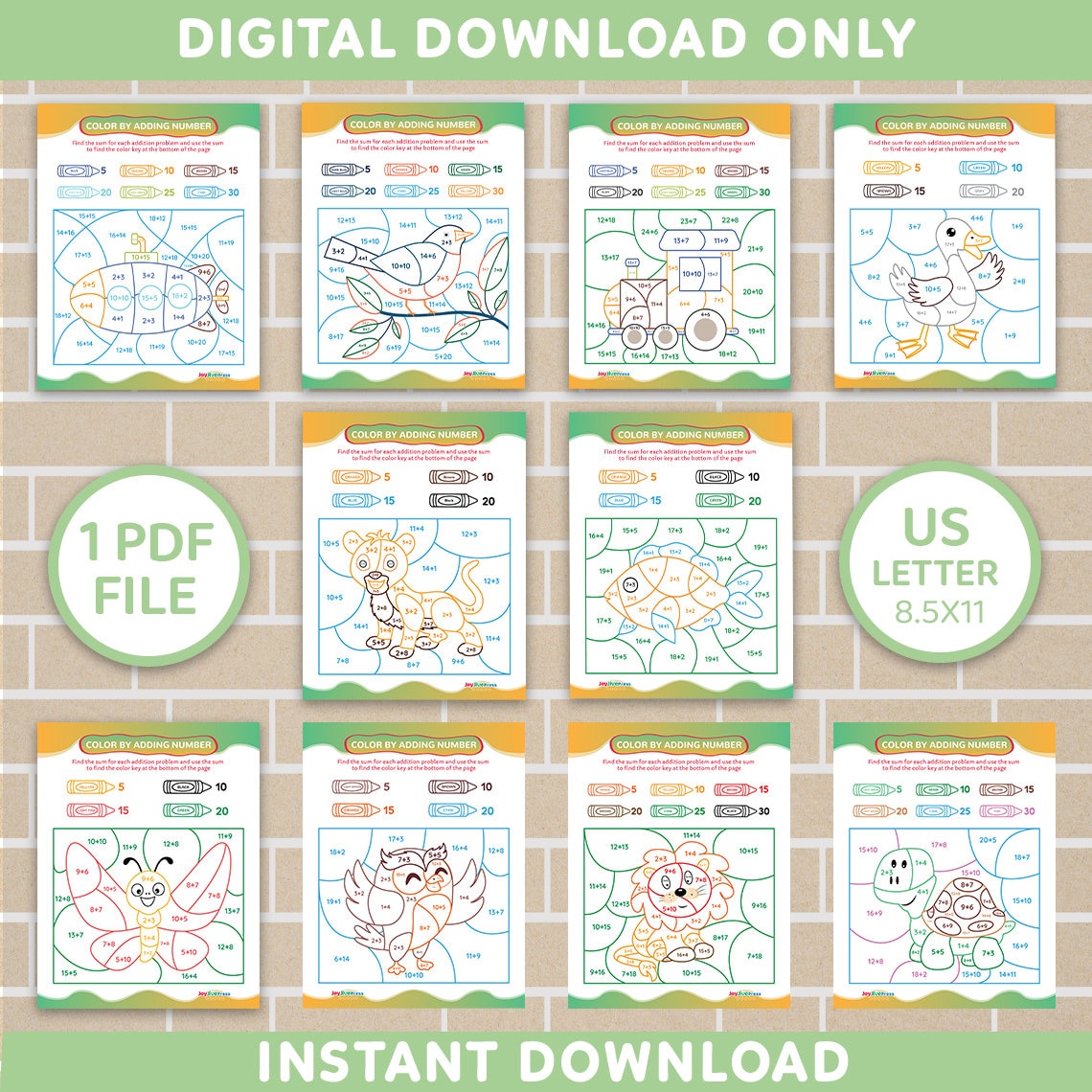 Color by Number Printable Activity for Kids, Color by Number Math ...