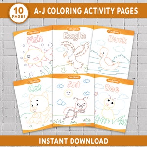 Páginas para colorear ABC Juegos de baby shower, Páginas para colorear del alfabeto imprimibles, Actividades de baby shower, Hojas de trabajo de reconocimiento de letras, PDF digital