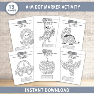 Kids Coloring Page, Dot Marker Coloring Pages, Animal Dot Marker Printables, Toddlers Dot Coloring, Dot Marker Activities, Digital Download