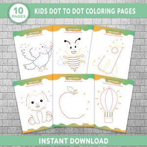 Dot to Dot Printables Activity for Kids, Connect the Dots Printable, Dot to Dot Game, Coloring Pages, Dot to Dot Worksheet, Digital Download