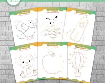 Kids Dot to Dot Printables: Animal & Vehicle Coloring Pages (Digital Download)