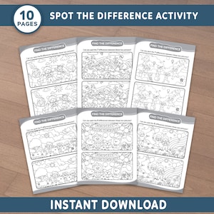 Spot The Difference Activities, Spot the Difference Game for Kids, Kids Activity Sheet, Find The Difference, Coloring Pages, Printable PDF