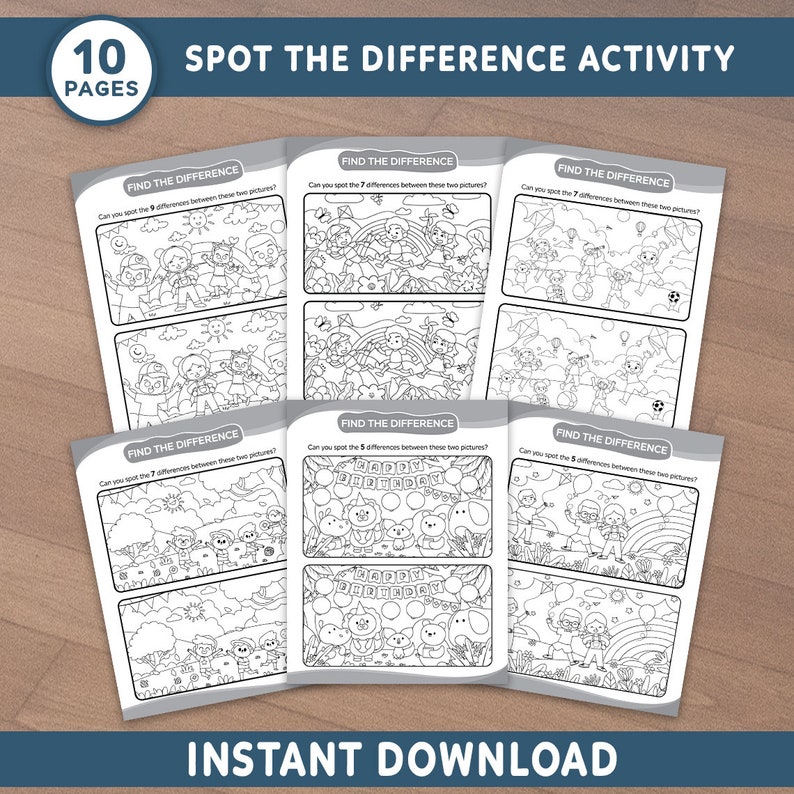Spot the Difference Activity, Coloring Pages for Kids (Printable PDF) image 1