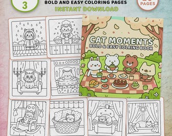Gemütliche Katzenmomente Malvorlagen | Easy Line Art (PDF Download)