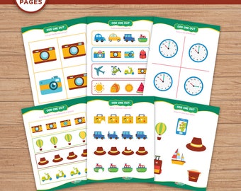 Printable Odd One Out Activity Worksheet, Kids Spotting Differences (Digital Download)