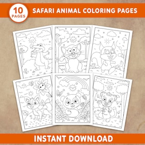 Safari Animal Coloring Pages Printable, Wild Safari Animals, Safari Game Activity, Safari Party, Fun Coloring, Fun Animal, PDF FILE DIGITAL