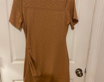 Fabulous Tan Dress With Sparkles All Over