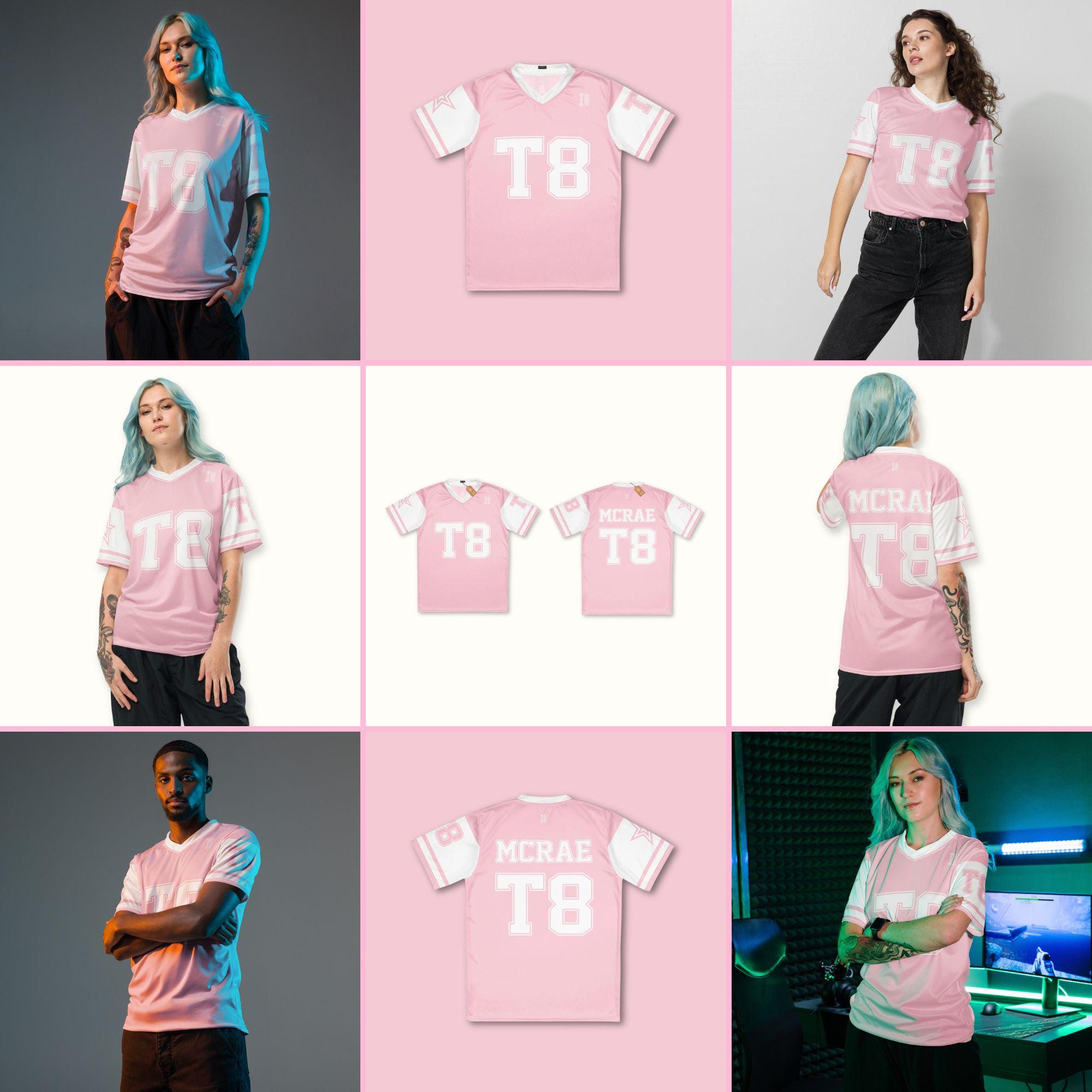 Tate Mcrae Pink & White Football Jersey, Tate Concert