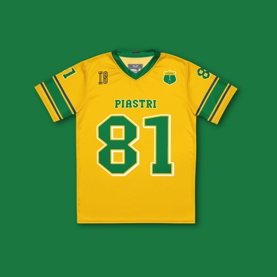 Oscar Piastri McLaren F1 Football Jersey: OP81 Shirt, Formula One, Oscar Piastri Shirt, F1 Aussie Green and Gold