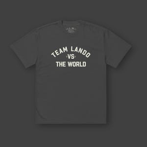 Maglietta oversize unisex Team Lando VS The World, maglietta Lando Norris McLaren F1, colori comodi, maglietta larga, abbigliamento streetwear F1, regalo F1