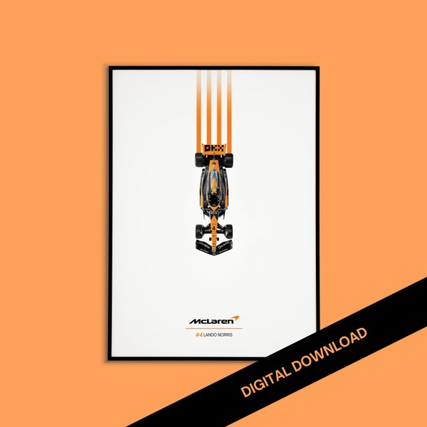 Lando Norris Poster Formula 1 McLaren, Formula 1 Gift, F1 Digital Print, McLaren F1, Formula 1 Wall Art, Sports Poster F1 Gift for Her