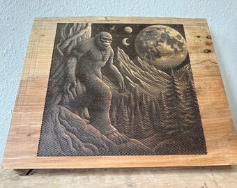 Sasquatch CNC Carving: Live Edge Maplewood Bigfoot Art