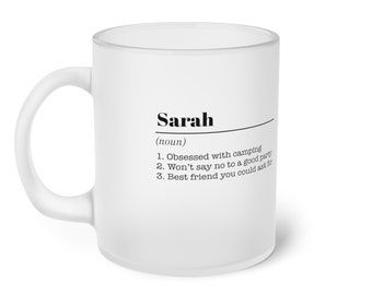 Nombre personalizado Definición Taza de vidrio esmerilado idea de regalo perfecta Día de la Madre Día del Padre Cumpleaños