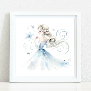 Elsa Frozen Poster, Frozen Nursery, Elsa Watercolor Print