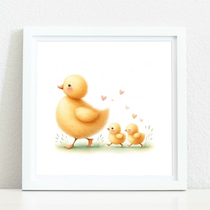 Cute Duck Nursery Print, Ducks Watercolor Print