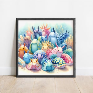 Nacktschnecken Poster, Nacktschnecken Poster, Meerestiere Wandkunst, Sea Life Kinderzimmer Poster