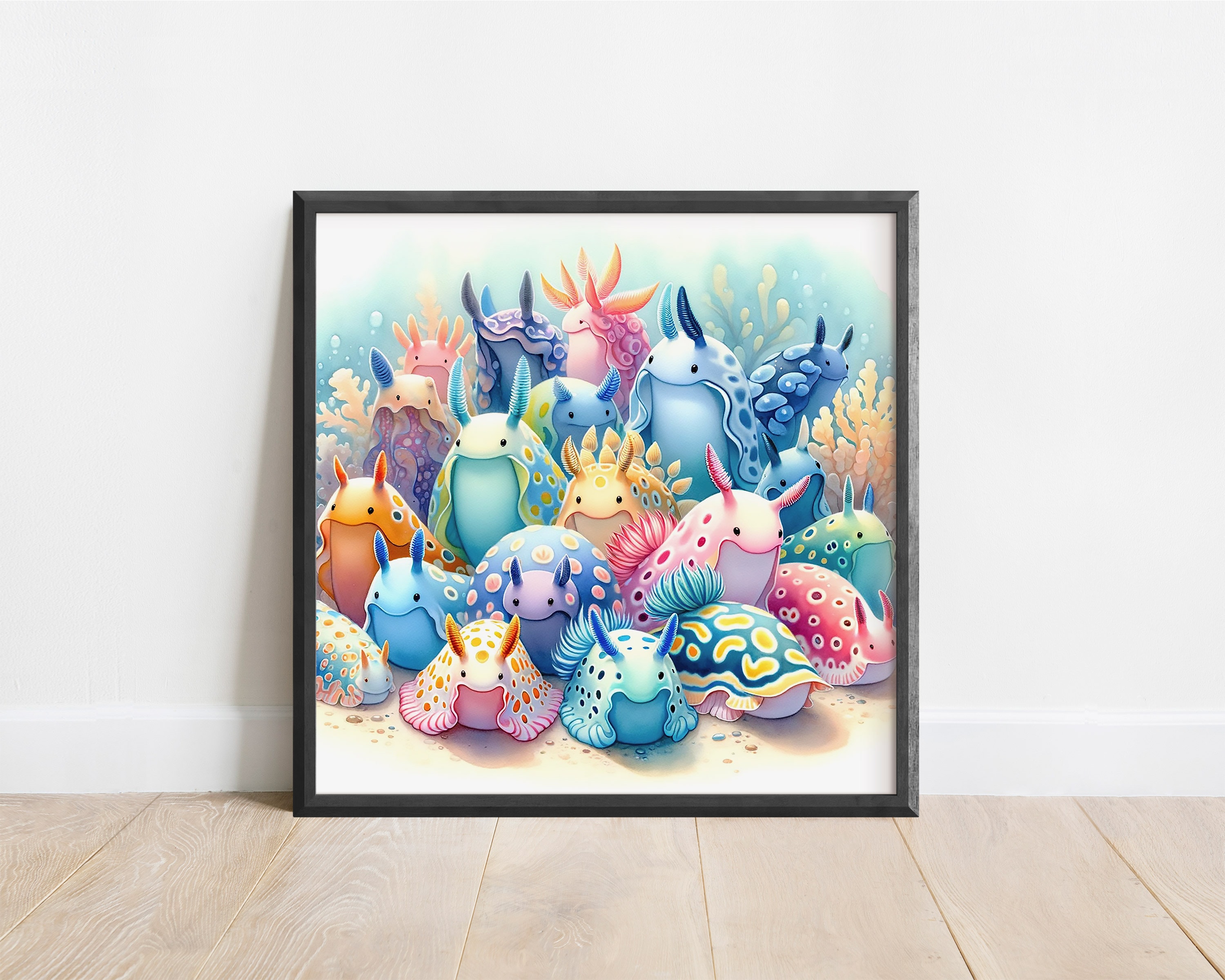 Sea Slugs Poster, Nudibranch Print, Ocean Animals Wall Art, Sea Life Nursery Print