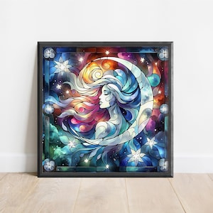 Selene Moon Goddess Poster, Moon Goddess Wall Art, Goddess Print, Luna Poster