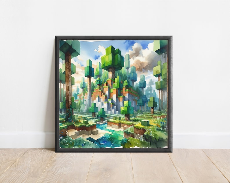 Minecraft Wall Art, Minecraft Forest Print Etsy
