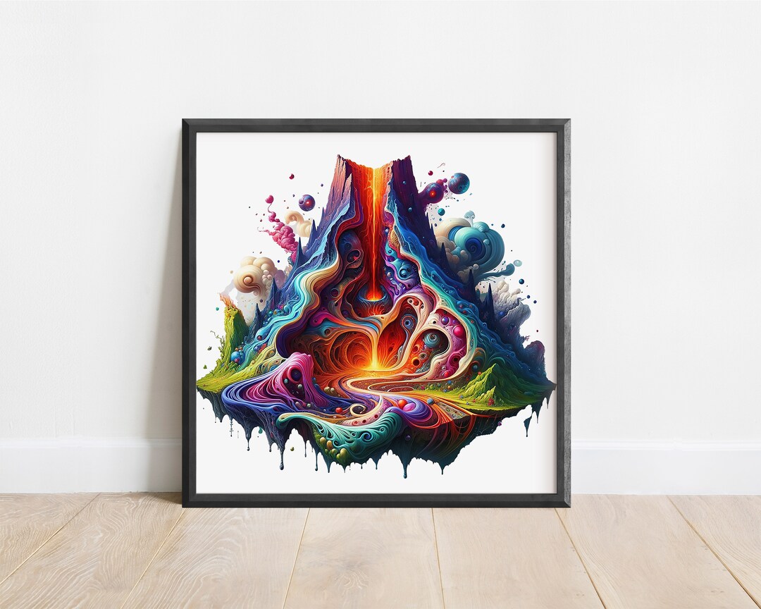 Volcano Wall Poster, Beautiful Volcano Print, Volcano Eruption Art ...