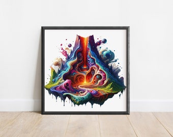 Volcano Wall Poster, Wunderschöner Volcano Print, Volcano Eruption Art, Science Art