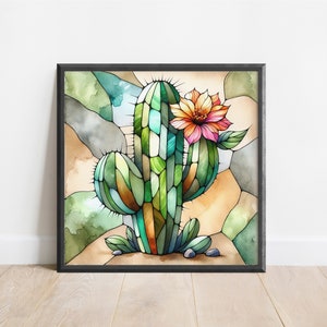 Kaktus Aquarell Poster, Kaktus Aquarell Druck, Wüstenkunst