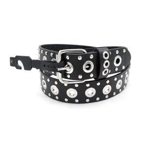 New One hole Row Grommet Metal Studs 3-Rows Studded Belt Punk