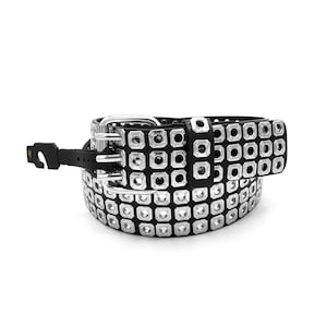 New Silver Metal with Circles Studs Unisex 3-Rows Studded Belt Punk