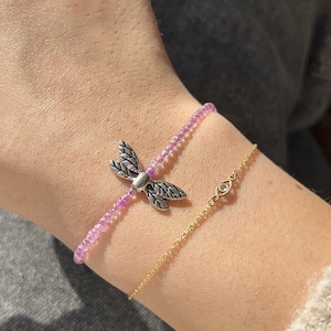Dainty Beaded Dragonfly Bracelet