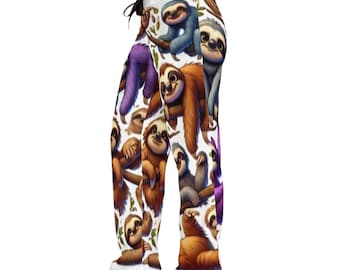 Faultiere Schnittmuster seiner AWOOFWorld Damen Pyjama Hose (AOP)