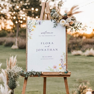 Wildflower Wedding Welcome Sign, Floral Wedding Sign Template, Wedding Reception Sign, DIY Welcome Poster, Floral Wedding, Whimsical, BP003
