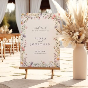 Wildflower Wedding Welcome Sign, Floral Wedding Sign Template, Wedding Reception Sign, DIY Welcome Poster, Floral Wedding, Whimsical, BP003