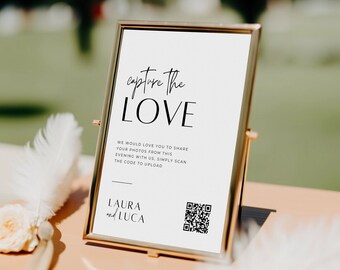 Minimalist Wedding Sign Template, Capture the Love Sign, Wedding Photos Sign, Modern Wedding Photo Sign, BP001