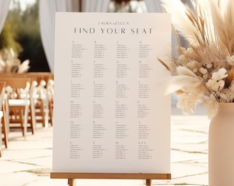 Minimalist Alphabetical Seating Chart, Wedding Seating Chart Template, Alphabet Seating Plan by Name, Editable Seating Chart Sign, BP001