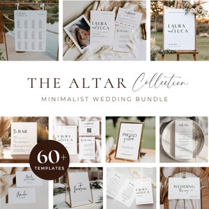 Minimale Hochzeits-Bundle-Vorlage, moderne Hochzeitseinladungs-Set, elegantes bearbeitbares Hochzeits-Briefpapier, Sofort-Download, DIY-Hochzeit, BP001
