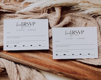 Minimalist RSVP Card, Modern Wedding Response Card, Simple Wedding Insert, Printable RSVP Card, Wedding Reply Card, Editable Template, BP001