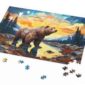 Puzzle, Bear,  Mosaic,  (120, 252, 500 Pieces) Unique Jigsaw, Family, Adults, Kids