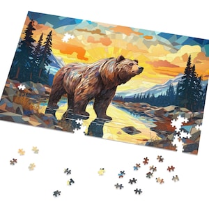 Puzzle, Bear,  Mosaic,  (110, 252, 500 & Piece) Unique Jigsaw, Family, Adults, Kids