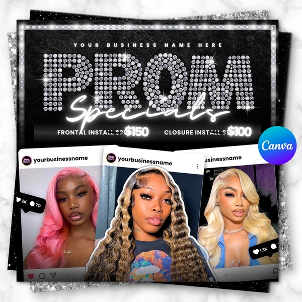 Prom Flyer, Prom Booking Flyer, Prom Hairstylist Nails Lashes Makeup MUA Flyer Braids, Prom Special Flyer, Prom Makeup Flyer, Book Now Flyer